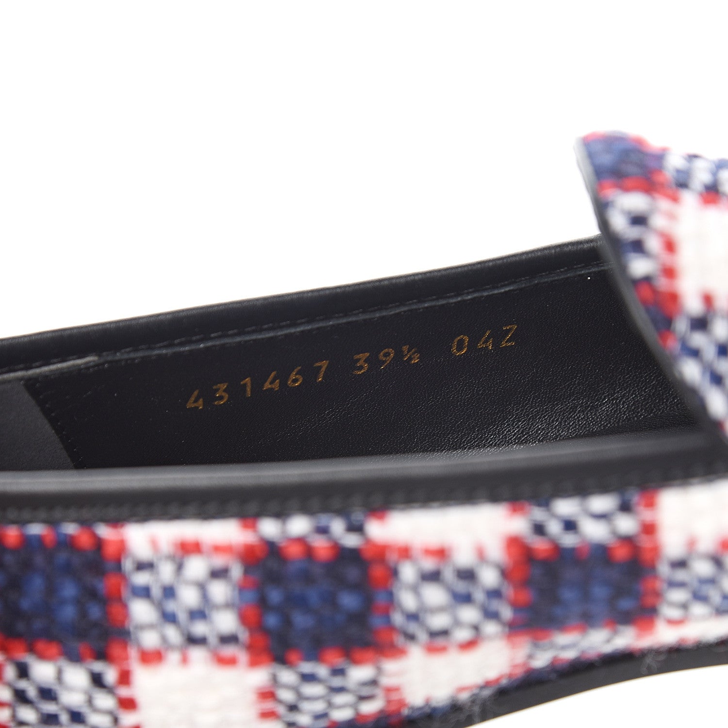 Gucci Vintage Tweed Check Horsebit Womens Jordaan Loafers 39.5 White Hibiscus Red Marine 8 of 9