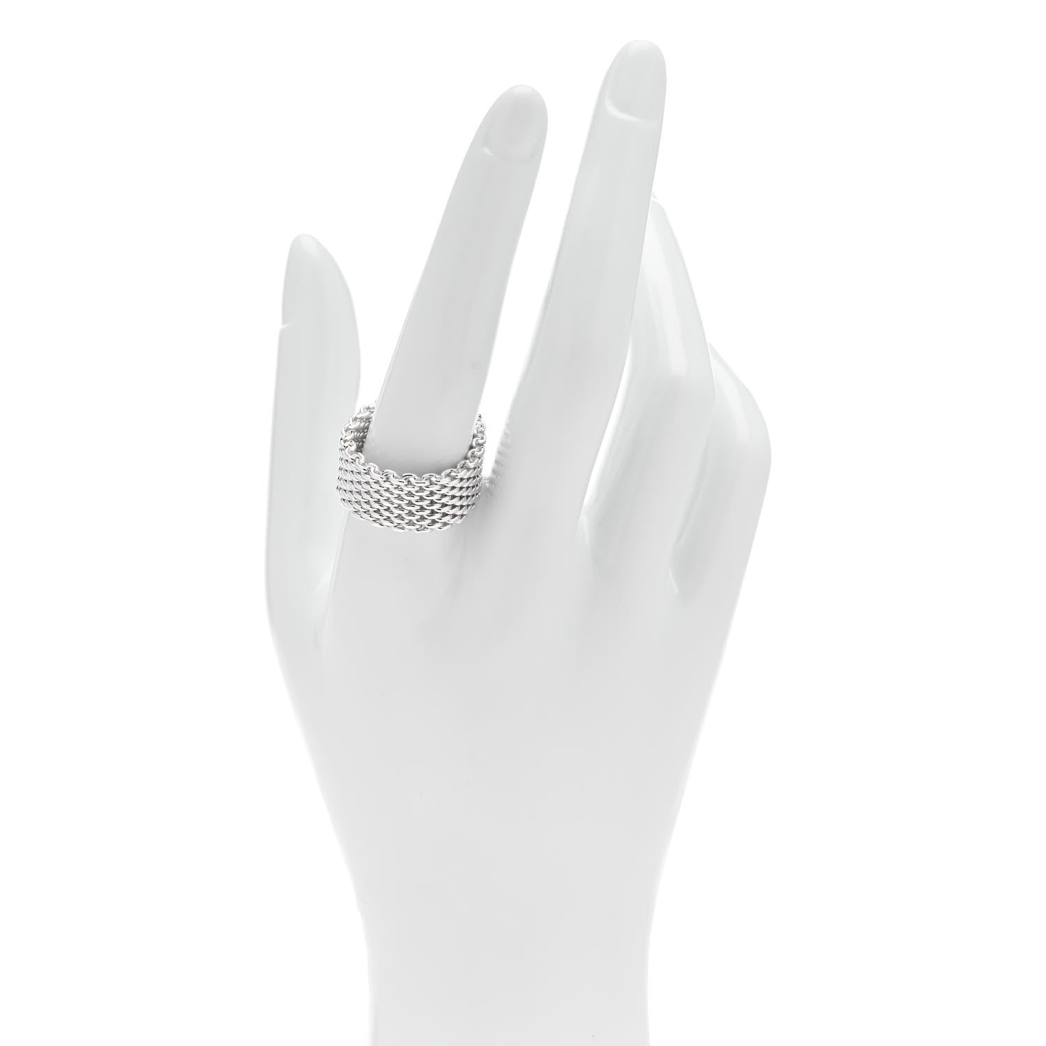 Tiffany Sterling Silver Somerset Mesh Ring 63 10.5 2 of 4