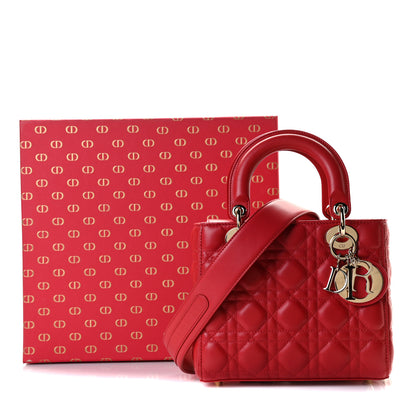 Christian Dior Lambskin Cannage Small My Lady Dior Red 3 of 11
