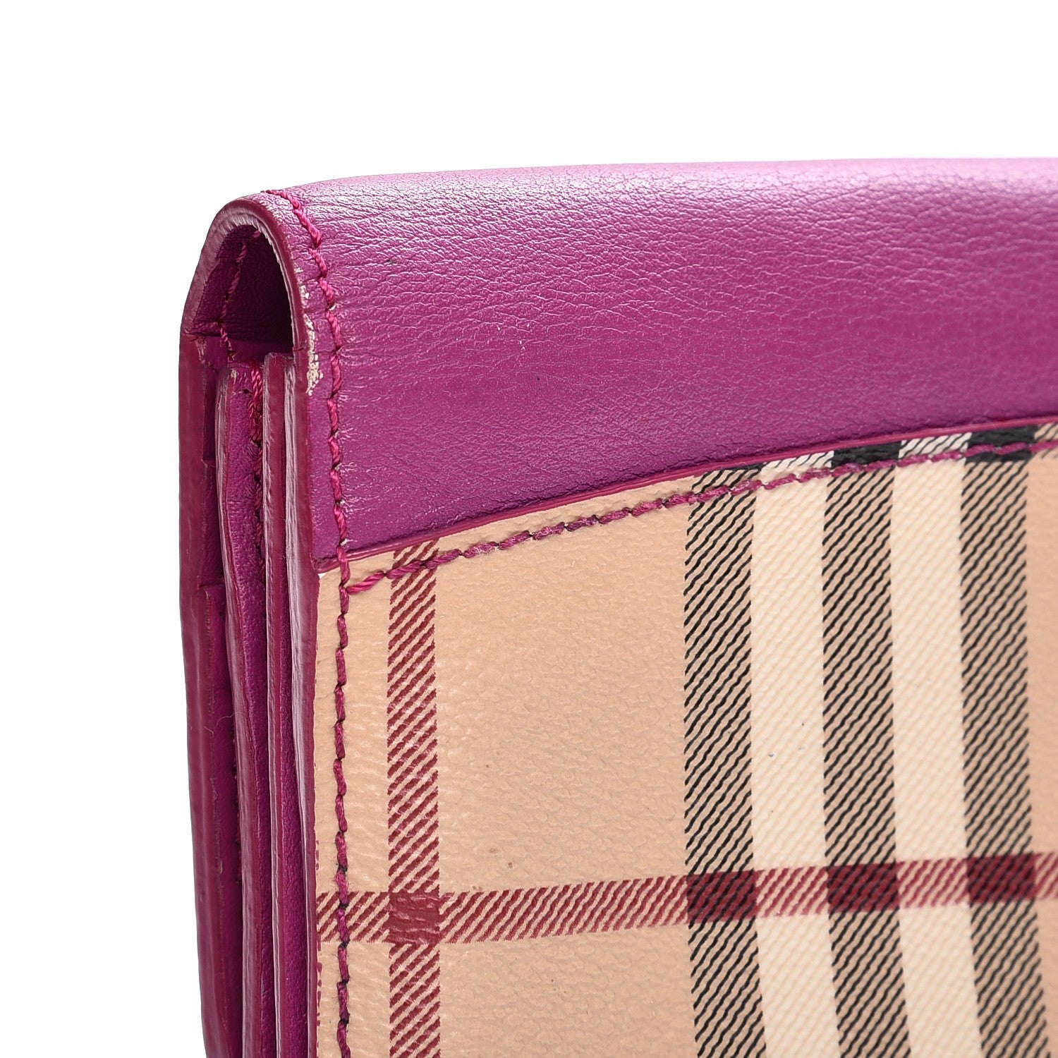 Burberry Calfskin Horseferry Check Porter Continental Wallet Dark Pink 8 of 10