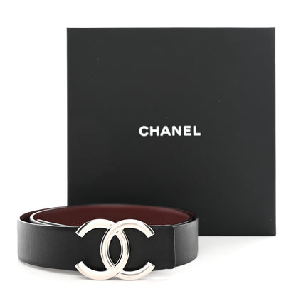 Chanel Calfskin CC Reversible Belt 80 32 Black Burgundy 7 of 7