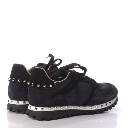 Valentino Garavani Suede Nylon Camouflage Womens Soul Rockstud Sneakers 35 Black 5 of 10