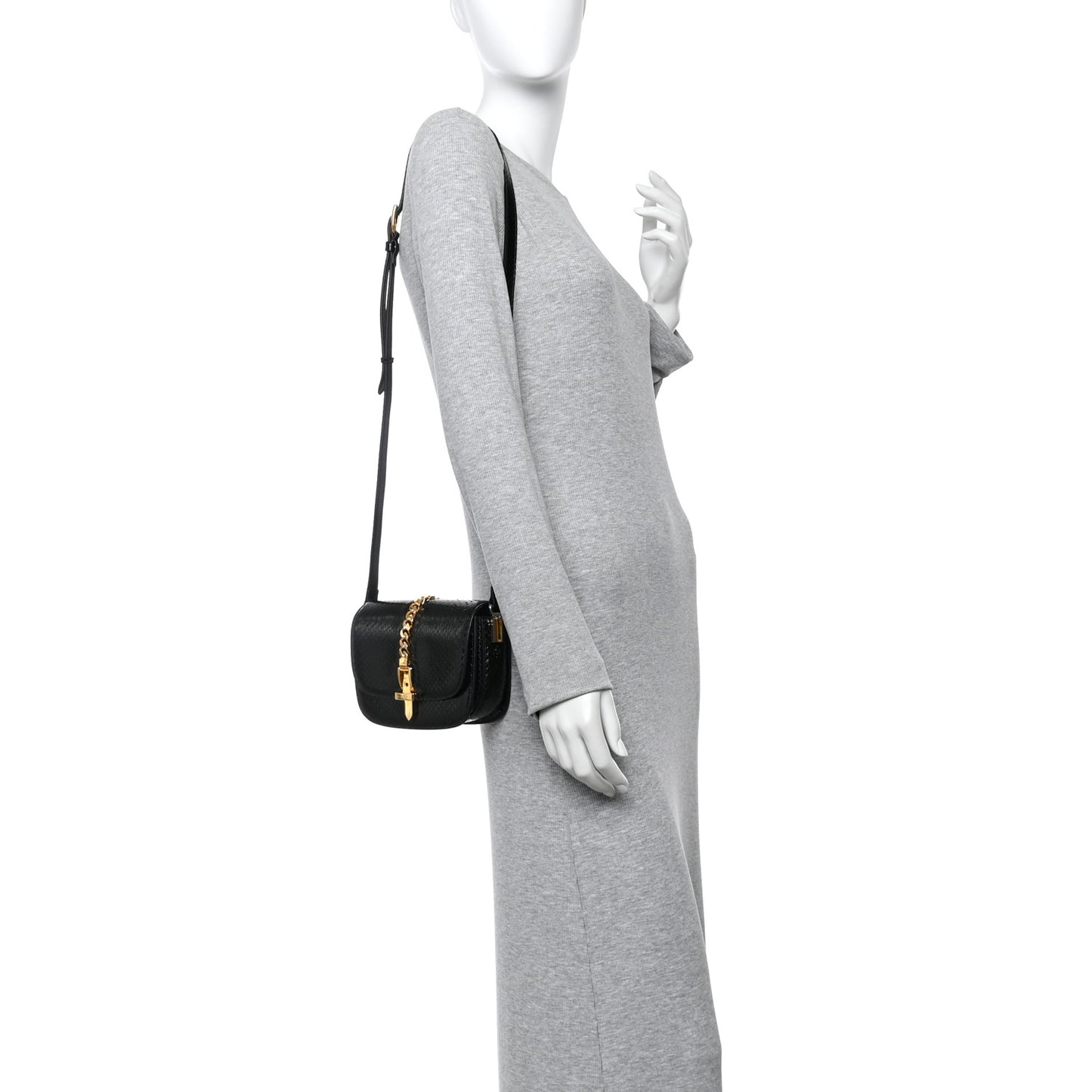 Snakeskin Mini Sylvie 1969 Messenger Bag Black