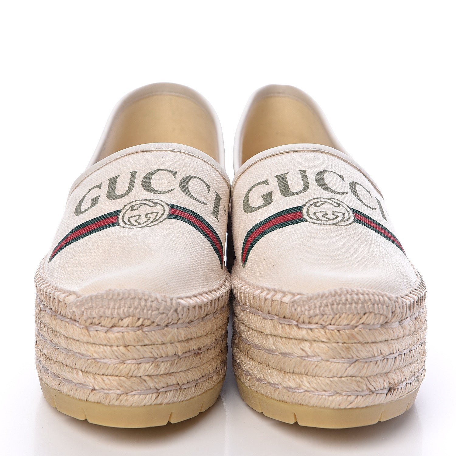 Gucci Canvas Logo Platform Espadrilles 37 Off White 2 of 8