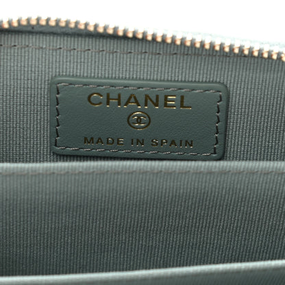 Chanel Caviar Quilted Zip Around Coin Purse Wallet Dark Green 6 of 8