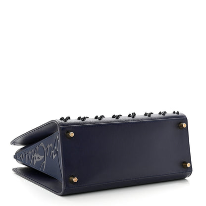 Christian Louboutin Calfskin Spikes Loubinthesky Medium Paloma Navy Blue 4 of 11