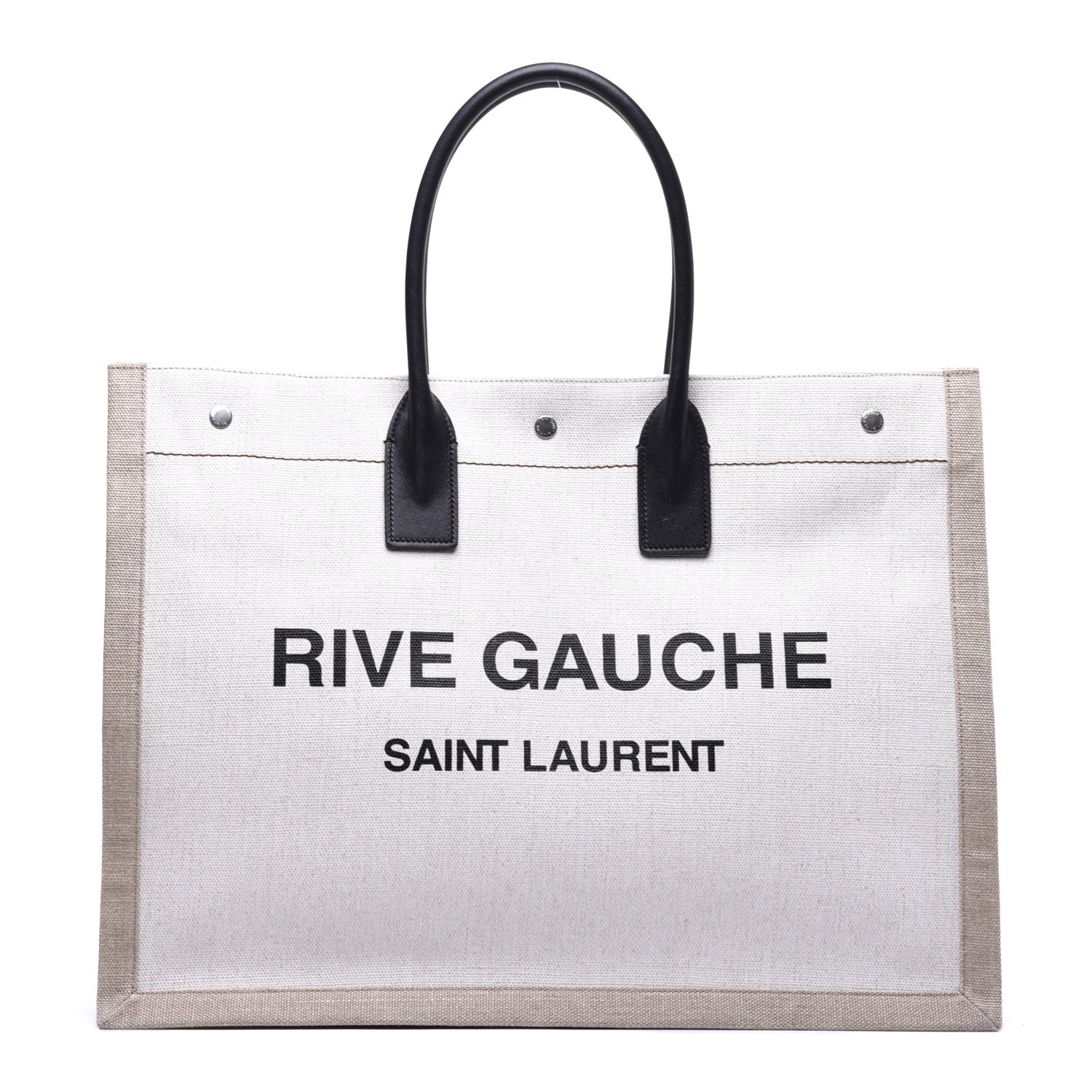 Saint Laurent Linen Calfskin Rive Gauche Tote Optic White 1 of 7