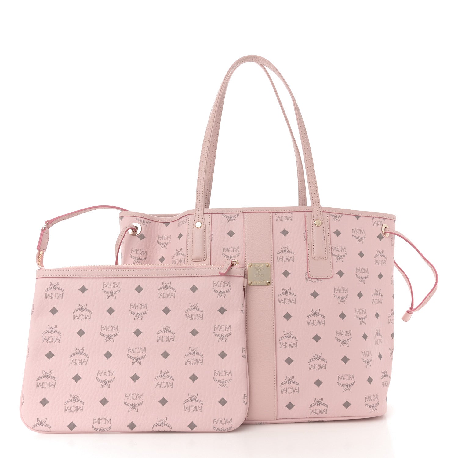 MCM Visetos Medium Liz Reversible Shopper Tote Powder Pink 4 of 16