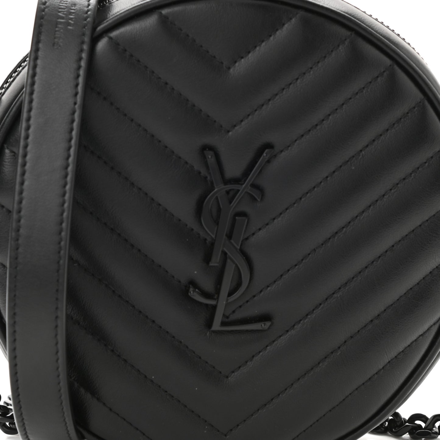 Calfskin Matelasse Chevron Round Vinyle Camera Bag Black