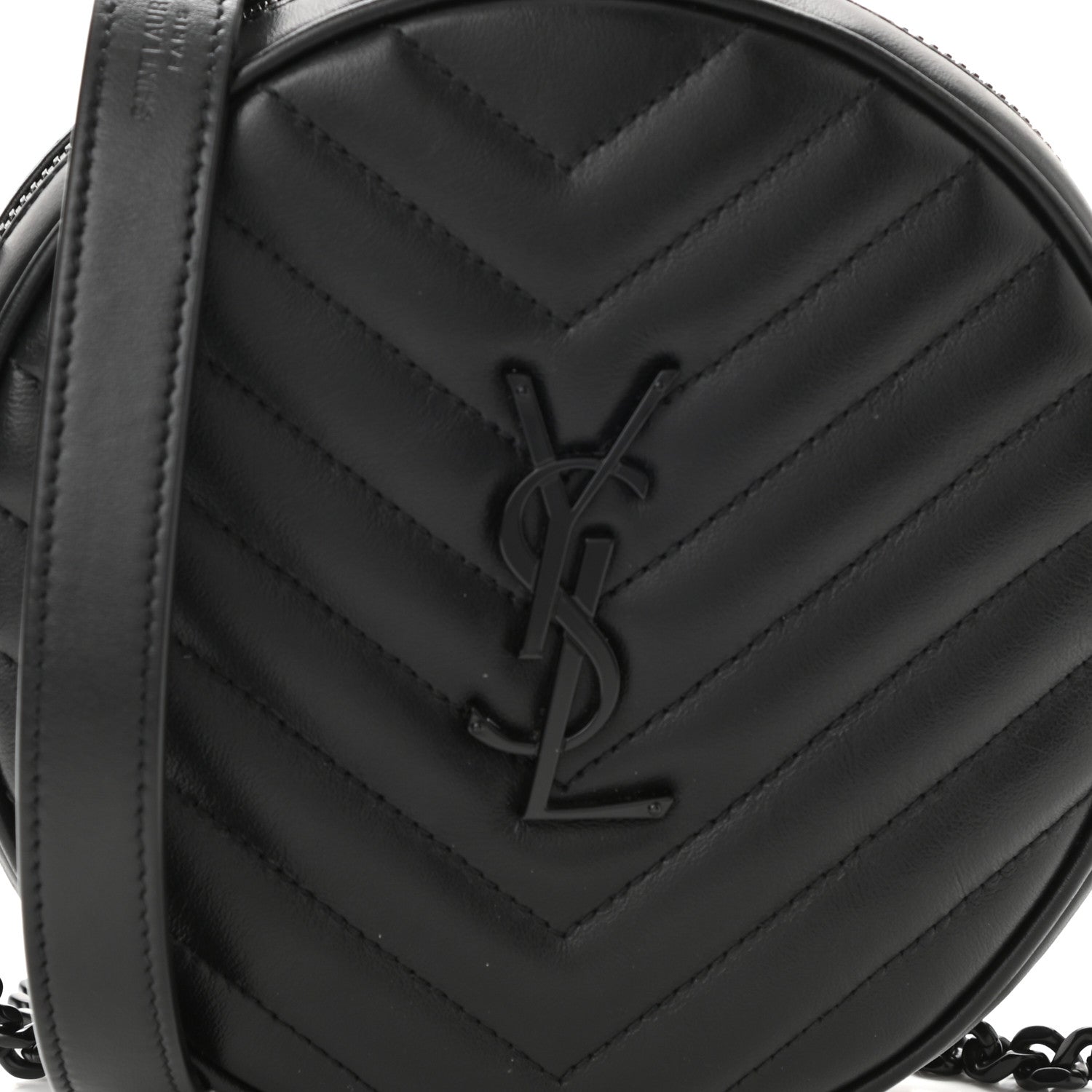 Saint Laurent Calfskin Matelasse Chevron Round Vinyle Camera Bag Black 7 of 9