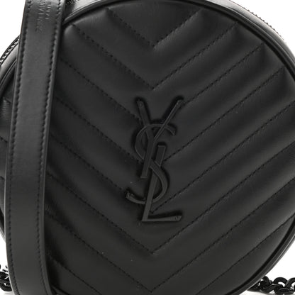Saint Laurent Calfskin Matelasse Chevron Round Vinyle Camera Bag Black 7 of 9