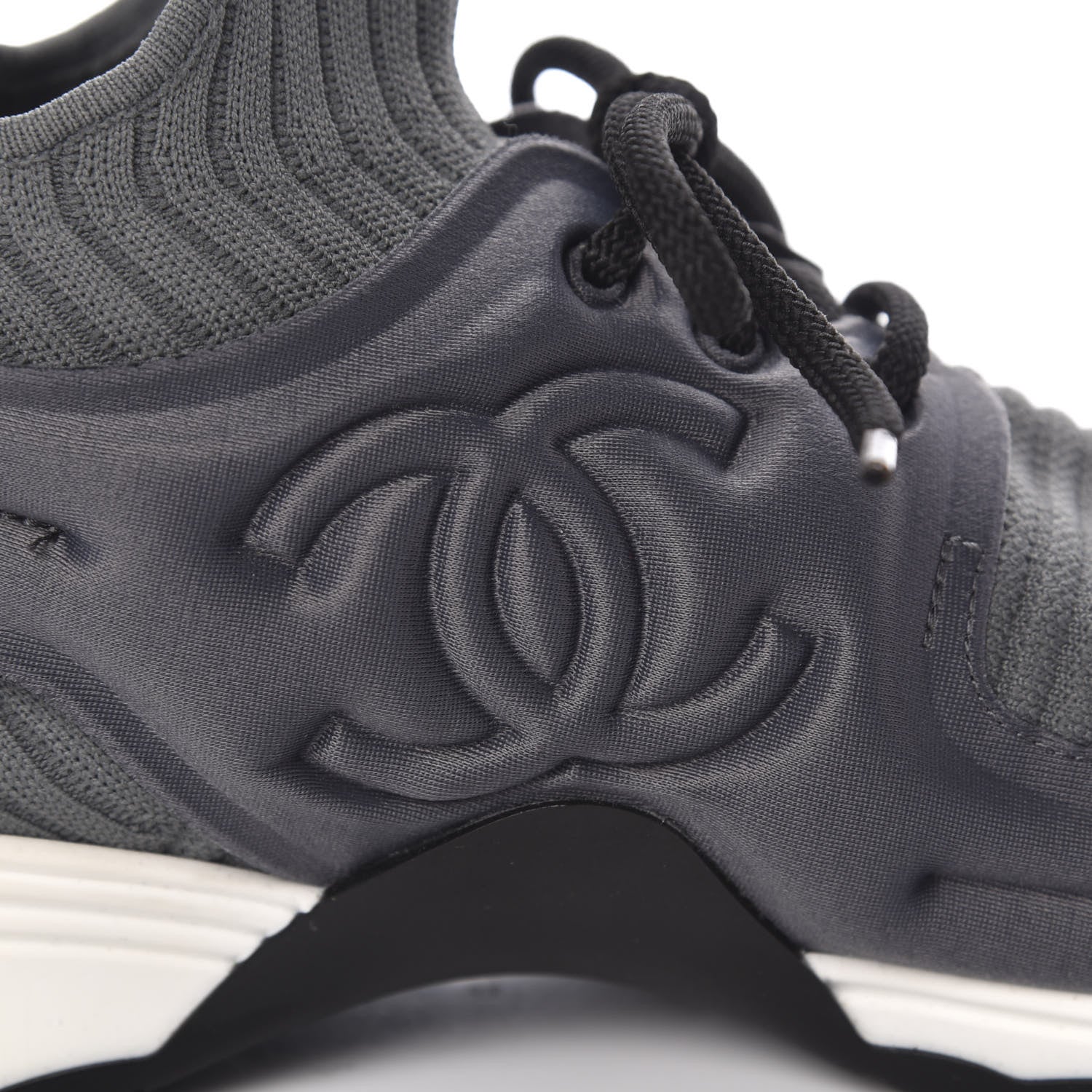 Chanel Stretch Fabric CC Sneakers 41 Grey 8 of 8