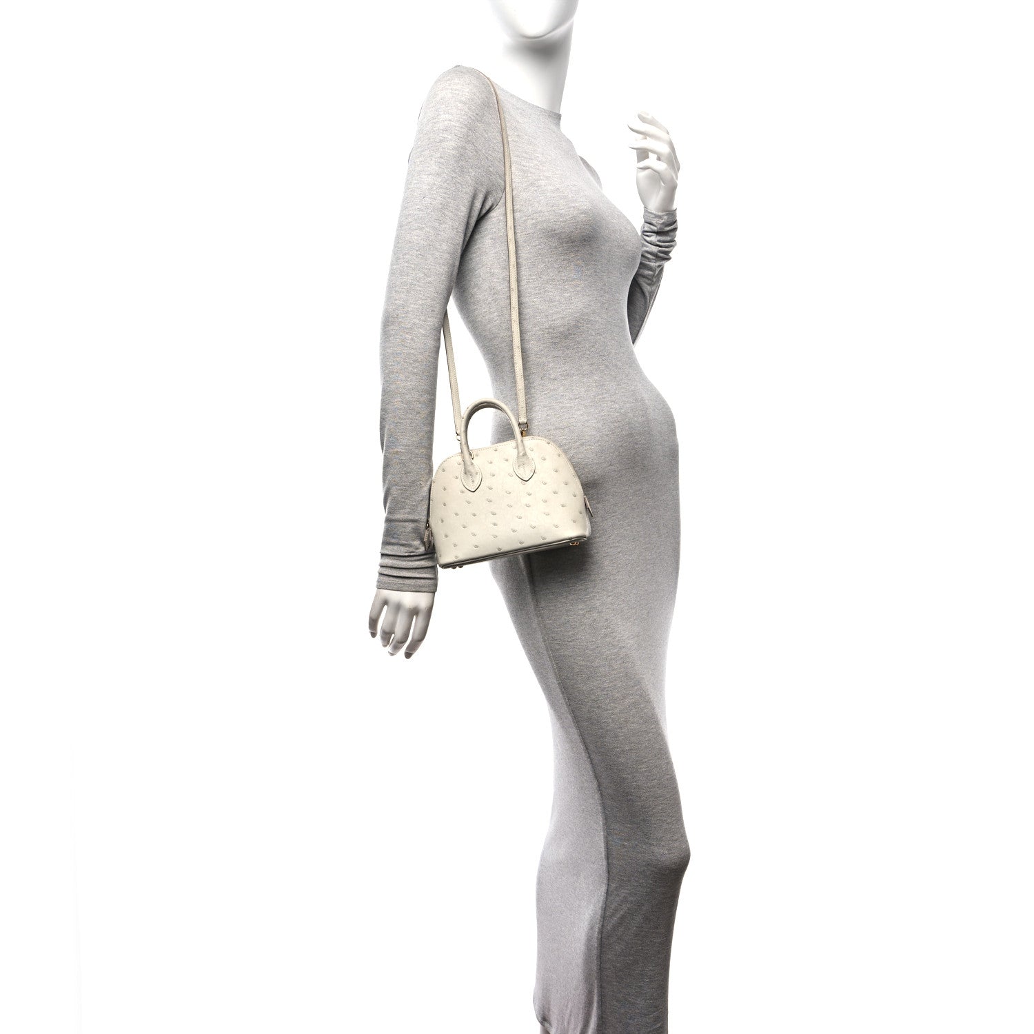 Hermes Ostrich Bolide Mini 1923 Gris Perle 2 of 9