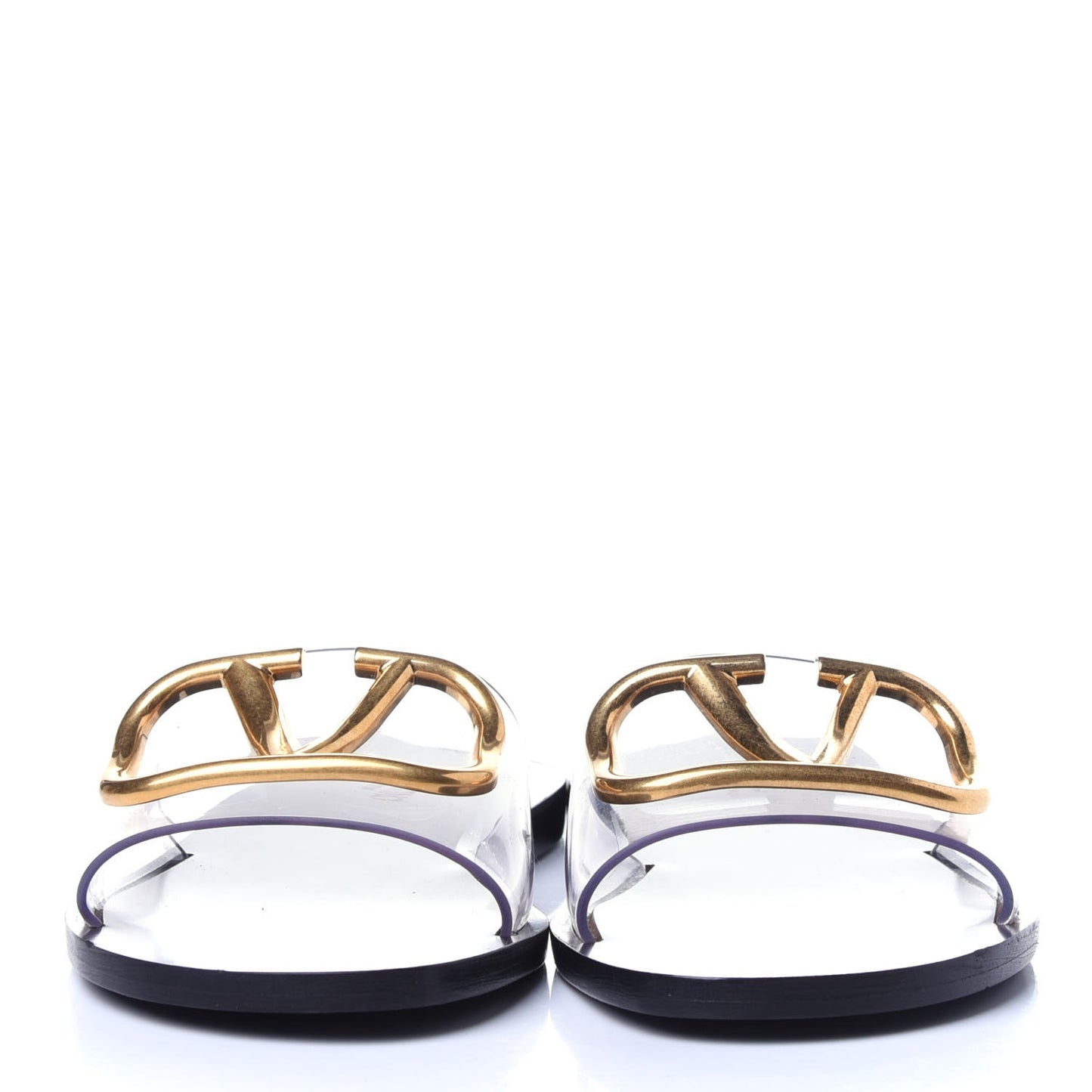 PVC Transparent Vlogo Flat Slide Sandals 35 Black