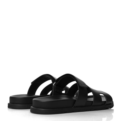 Hermes Calfskin Mens Chypre Sandals 42 Black 4 of 9