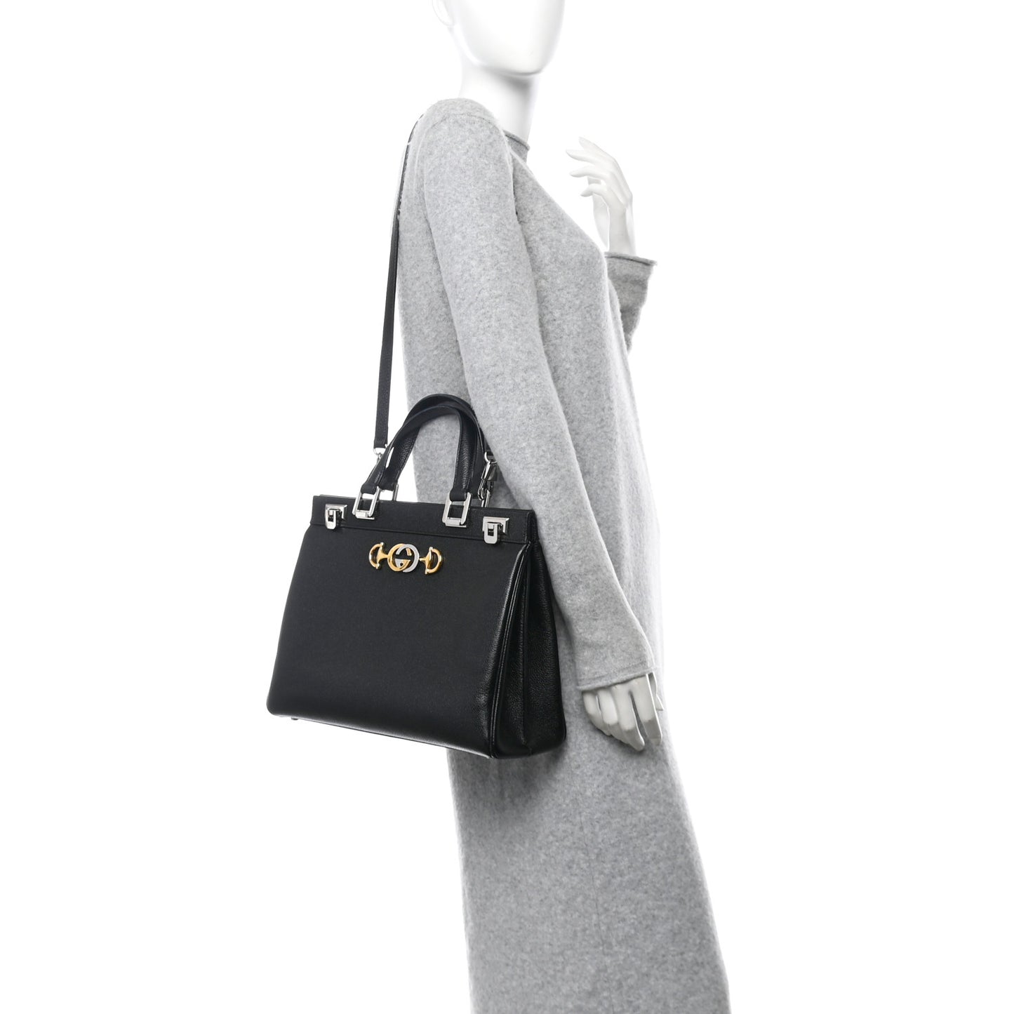 Smooth Calfskin Medium Zumi Top Handle Bag Black