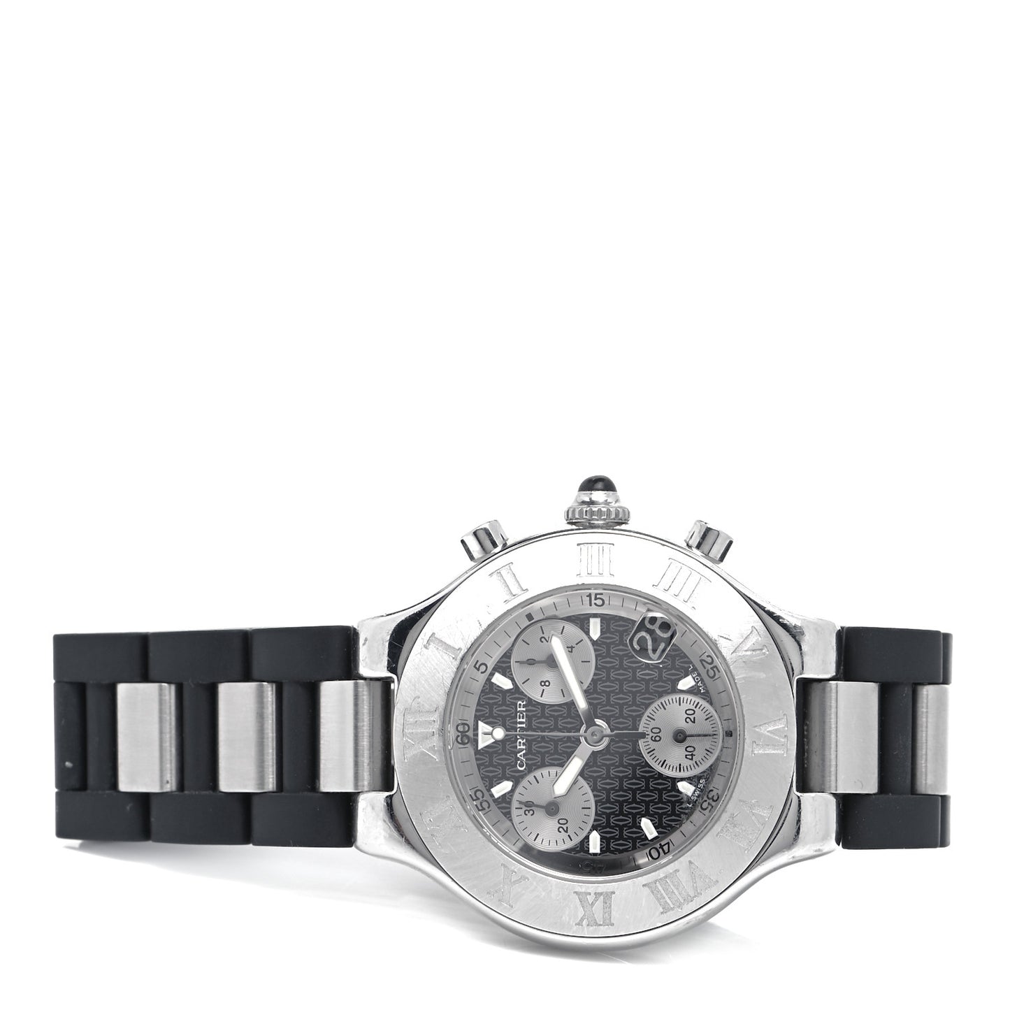 Stainless Steel Rubber 38mm Must 21 Chronoscaph Quartz Watch Black