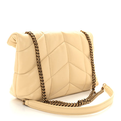Saint Laurent Lambskin Quilted Toy Loulou Puffer Monogram Chain Satchel Jaune Pale 3 of 9