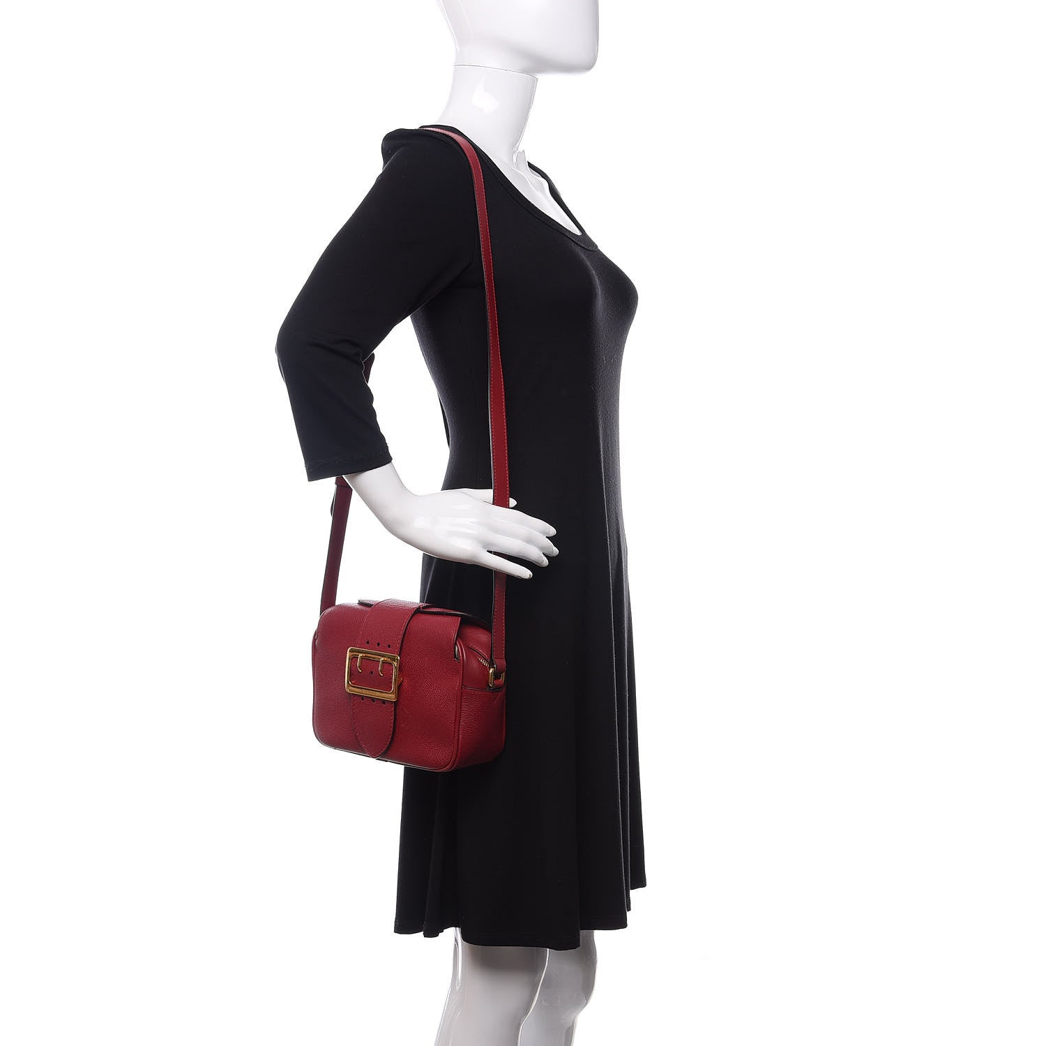 Burberry Soft Grain Calfskin Small Buckle Zip Bag Parade Red 2 of 16