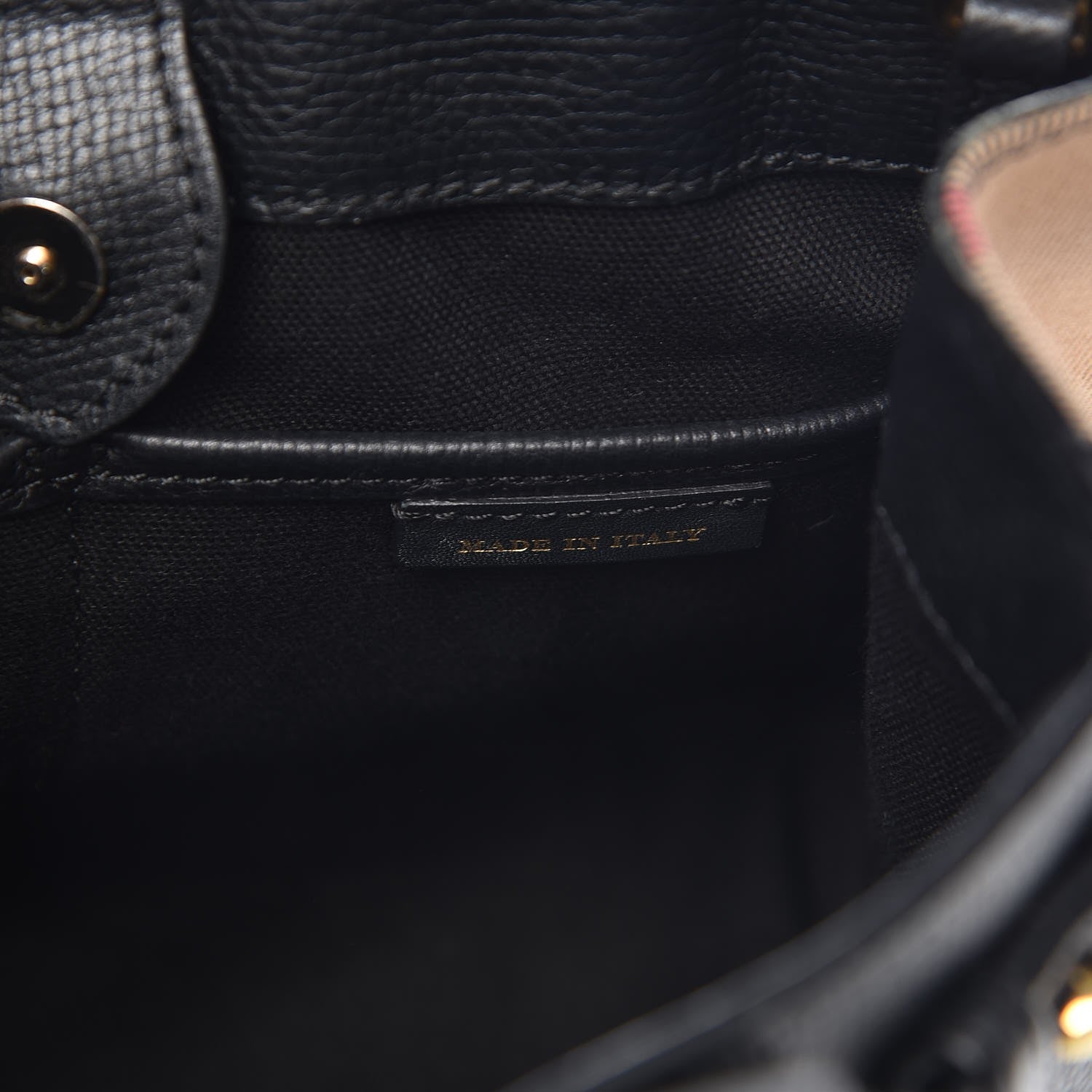 Burberry Grainy Calfskin House Check Small Banner Tote Black 7 of 10