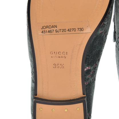 Gucci Velvet Malaga Kid GG Monogram Horsebit Womens Jordaan Loafers 36.5 Avio Dusty Pink Black 6 of 8