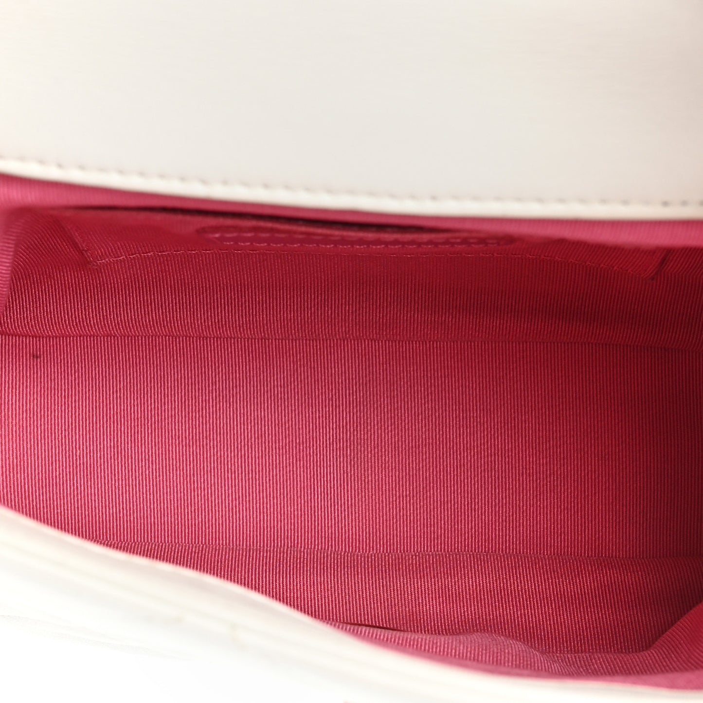 Lambskin Quilted Small Circular Handle Bag White