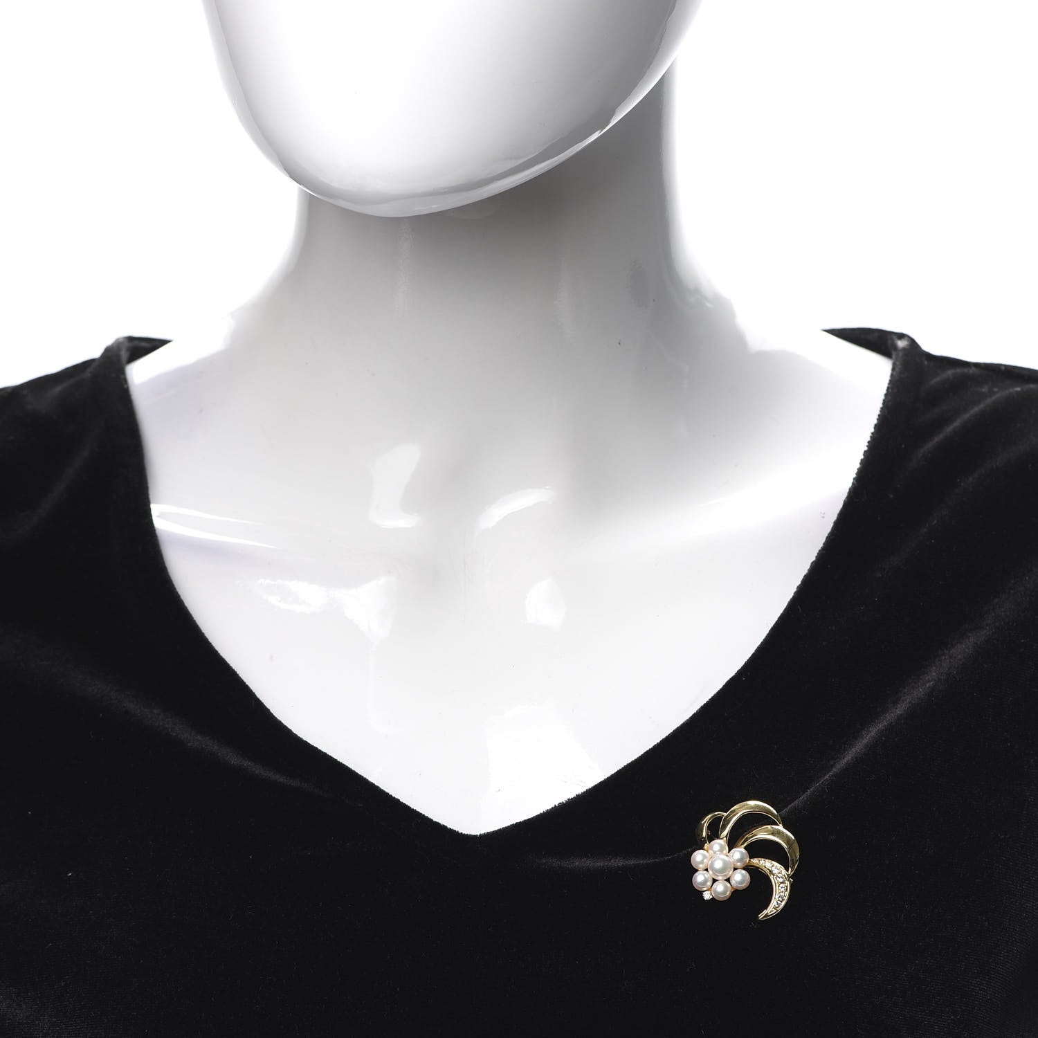 Mikimoto 18K Yellow Gold Diamond Akoya Pearl 4.5-6mm Flower Brooch Pin 2 of 4