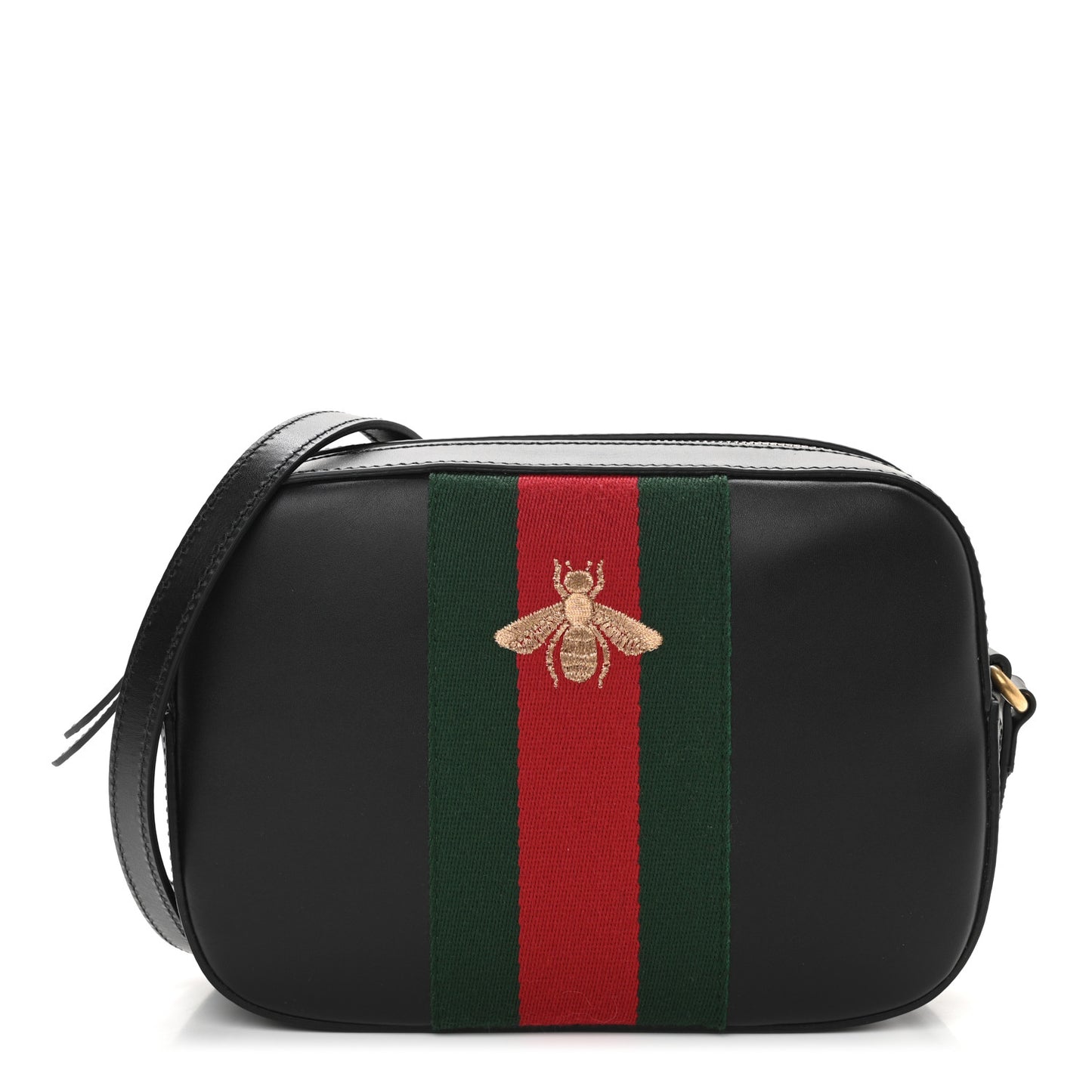 Calfskin Web Small Webby Bee Shoulder Bag Black