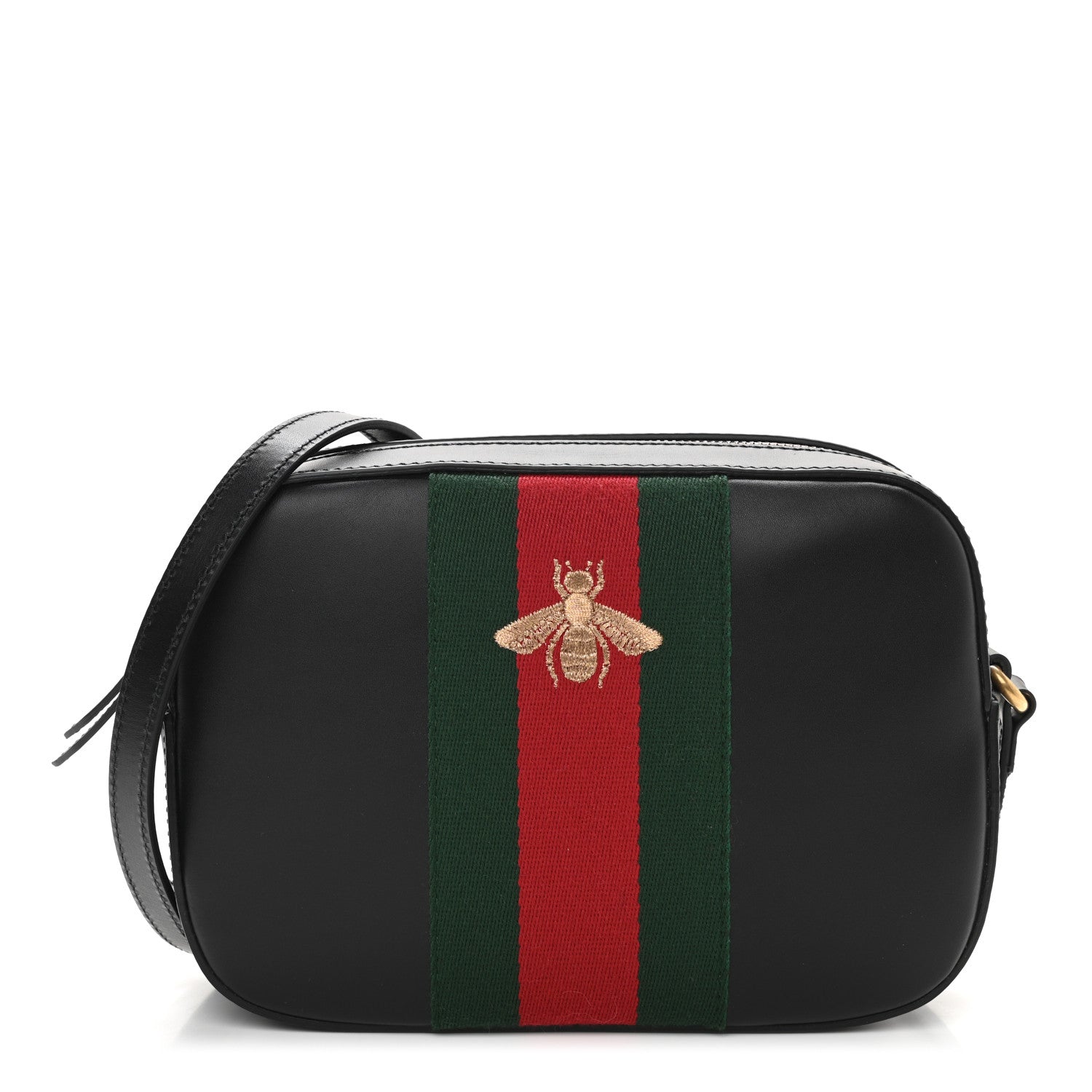 Gucci Calfskin Web Small Webby Bee Shoulder Bag Black 1 of 11