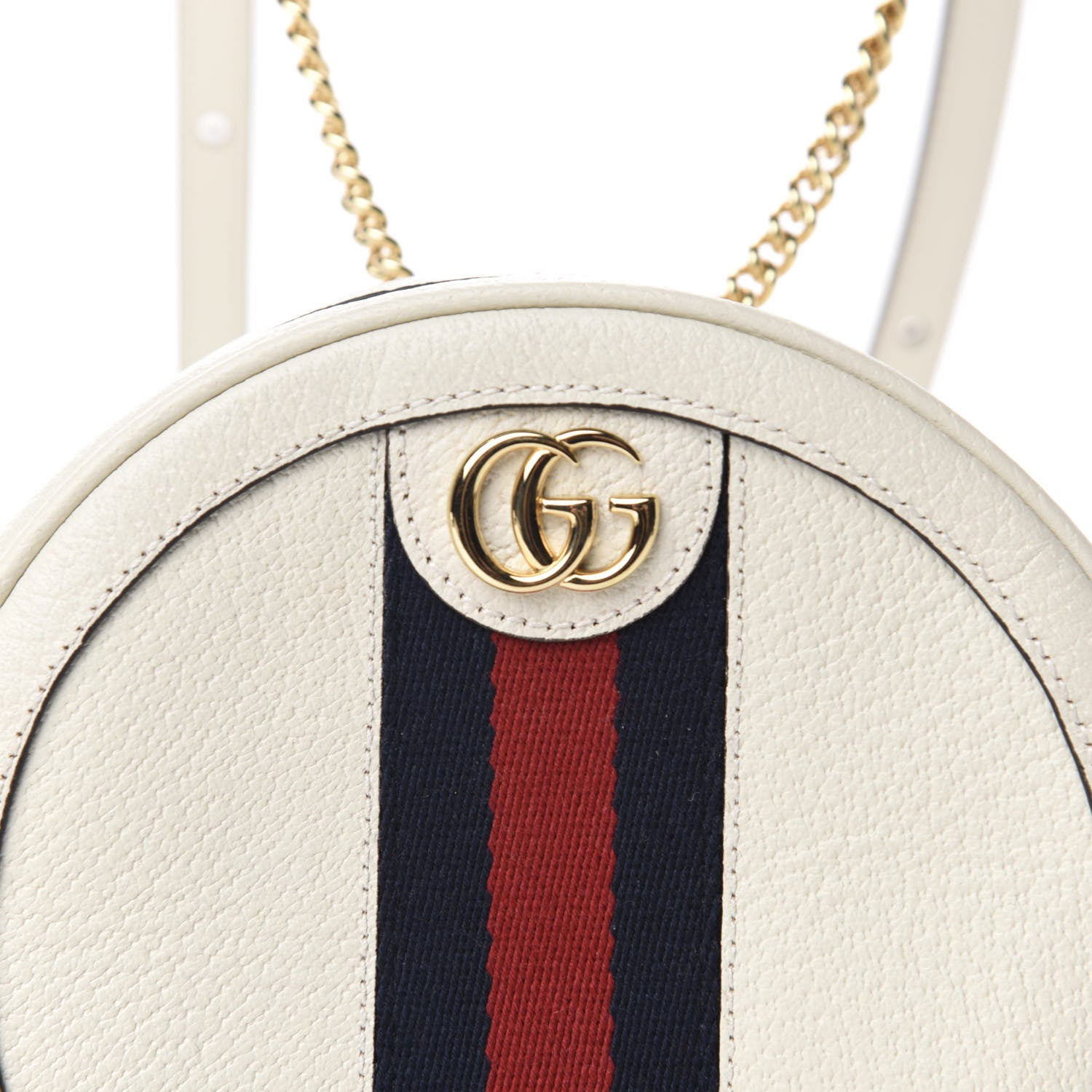 Gucci Textured Calfskin Web Mini Ophidia Round Backpack Mystic White 9 of 10