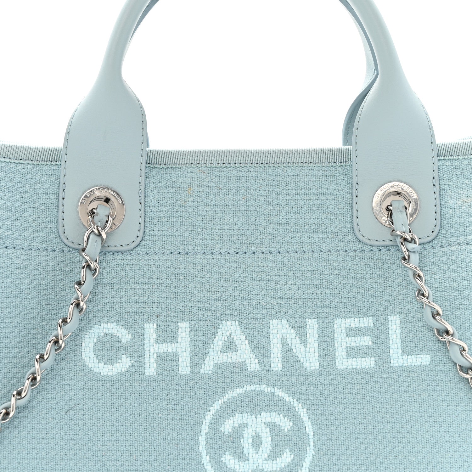 Chanel Mixed Fibers Small Deauville Tote Light Blue 9 of 16
