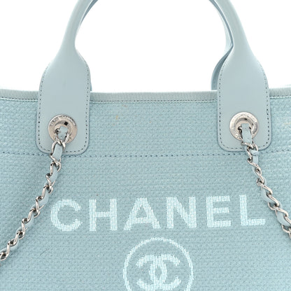 Chanel Mixed Fibers Small Deauville Tote Light Blue 9 of 16