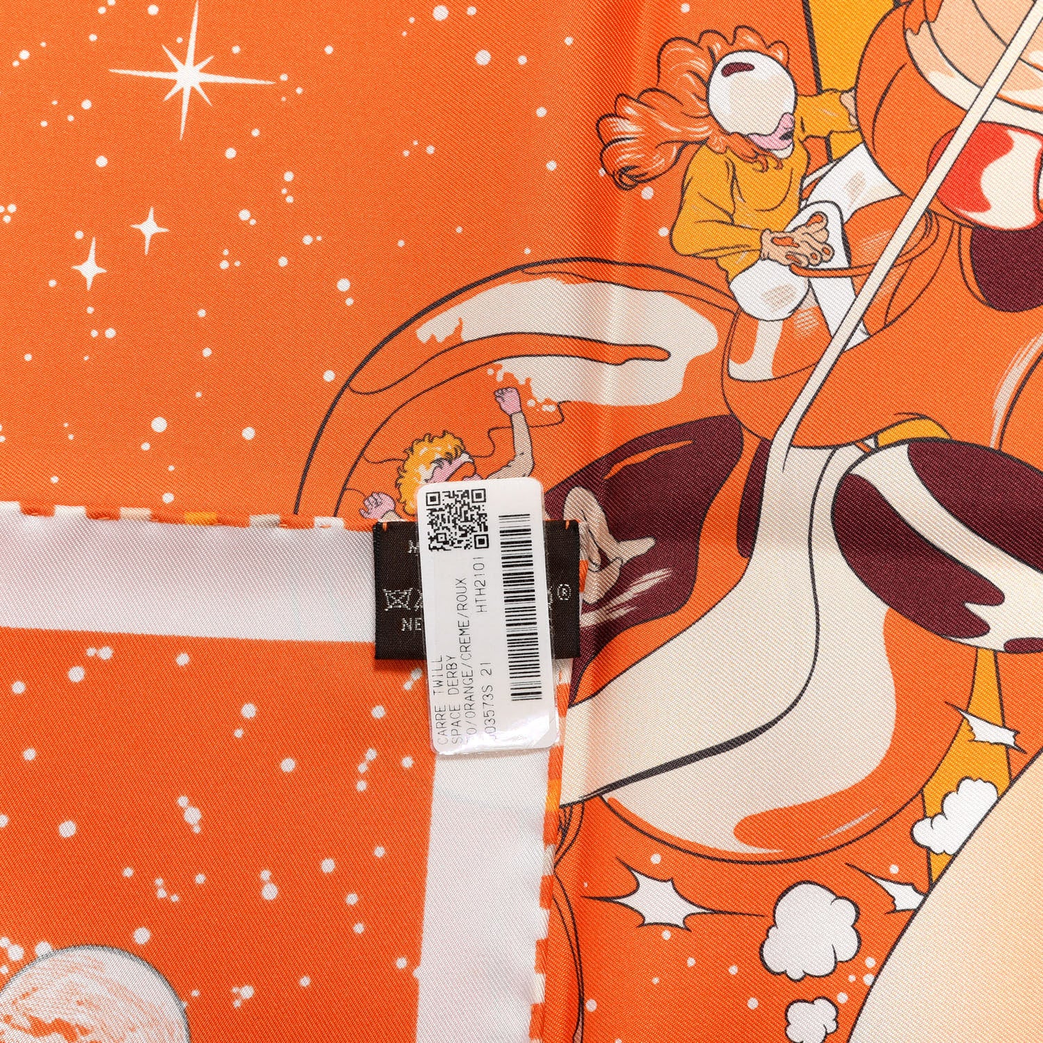 Hermes Silk Space Derby Scarf 90 Orange Creme Roux 3 of 4