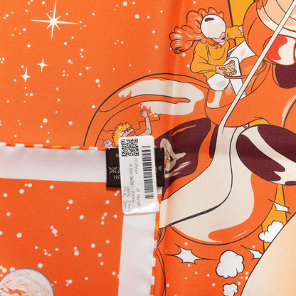 Hermes Silk Space Derby Scarf 90 Orange Creme Roux 3 of 4