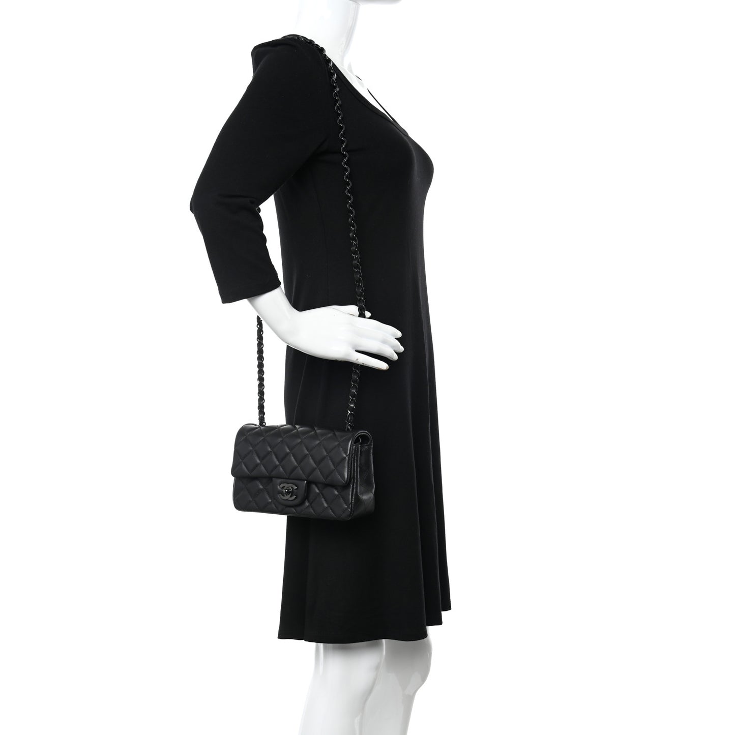 Lambskin Quilted Mini Rectangular Flap So Black