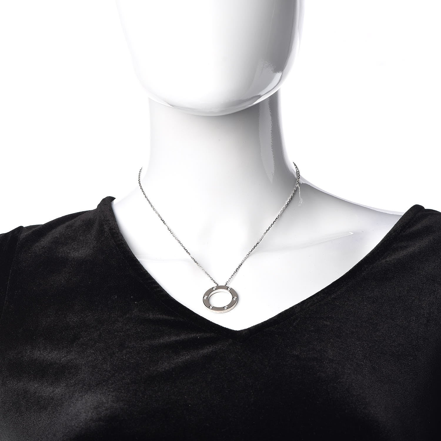 Cartier 18K White Gold 6 Diamonds LOVE Pendant Necklace 2 of 9