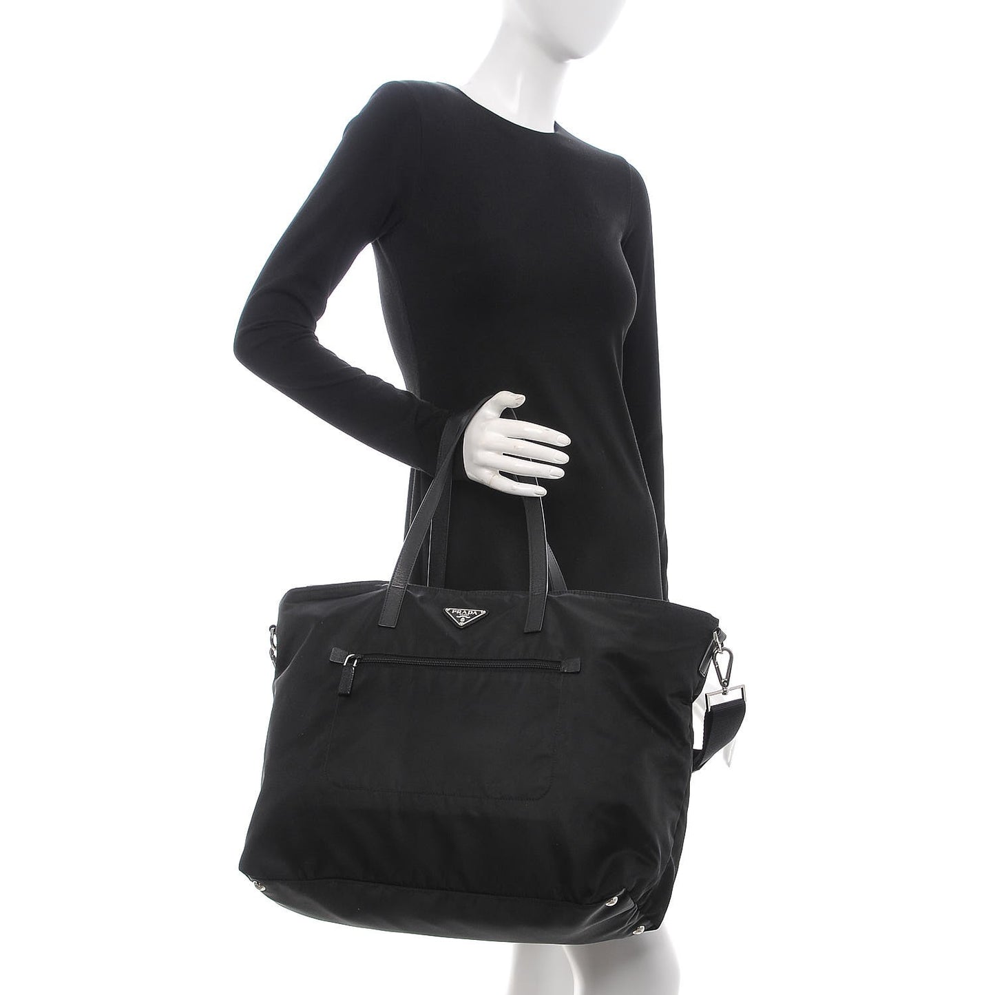Tessuto Nylon Saffiano Vela Tote Black