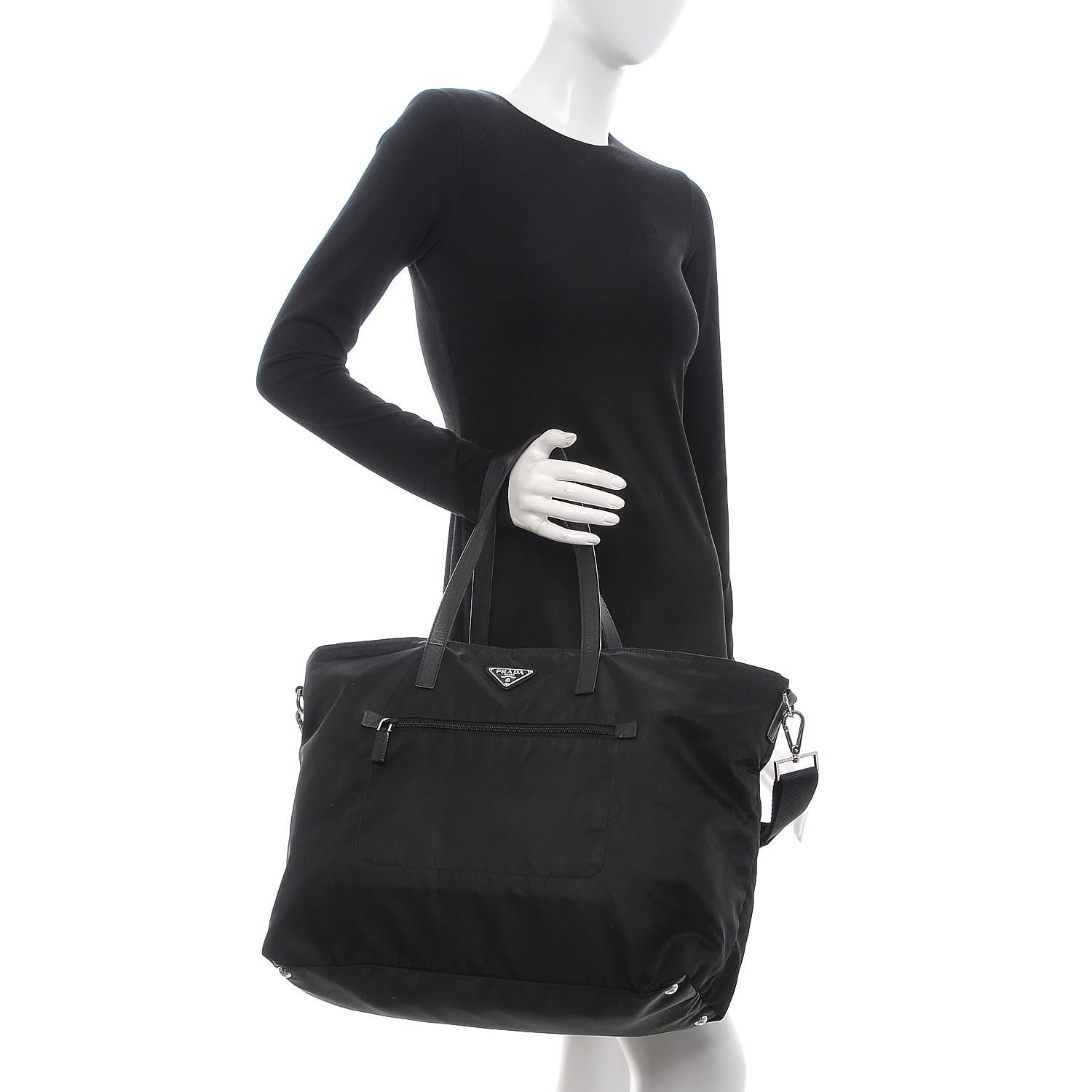 Prada Tessuto Nylon Saffiano Vela Tote Black 3 of 9