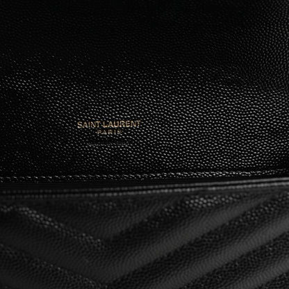 Saint Laurent Grain De Poudre Matelasse Chevron Monogram Envelope Clutch Black 6 of 7
