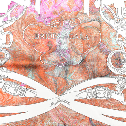 Hermes Silk Brides de Gala En Finesse Scarf 90 Fuchsia White Orange 2 of 4