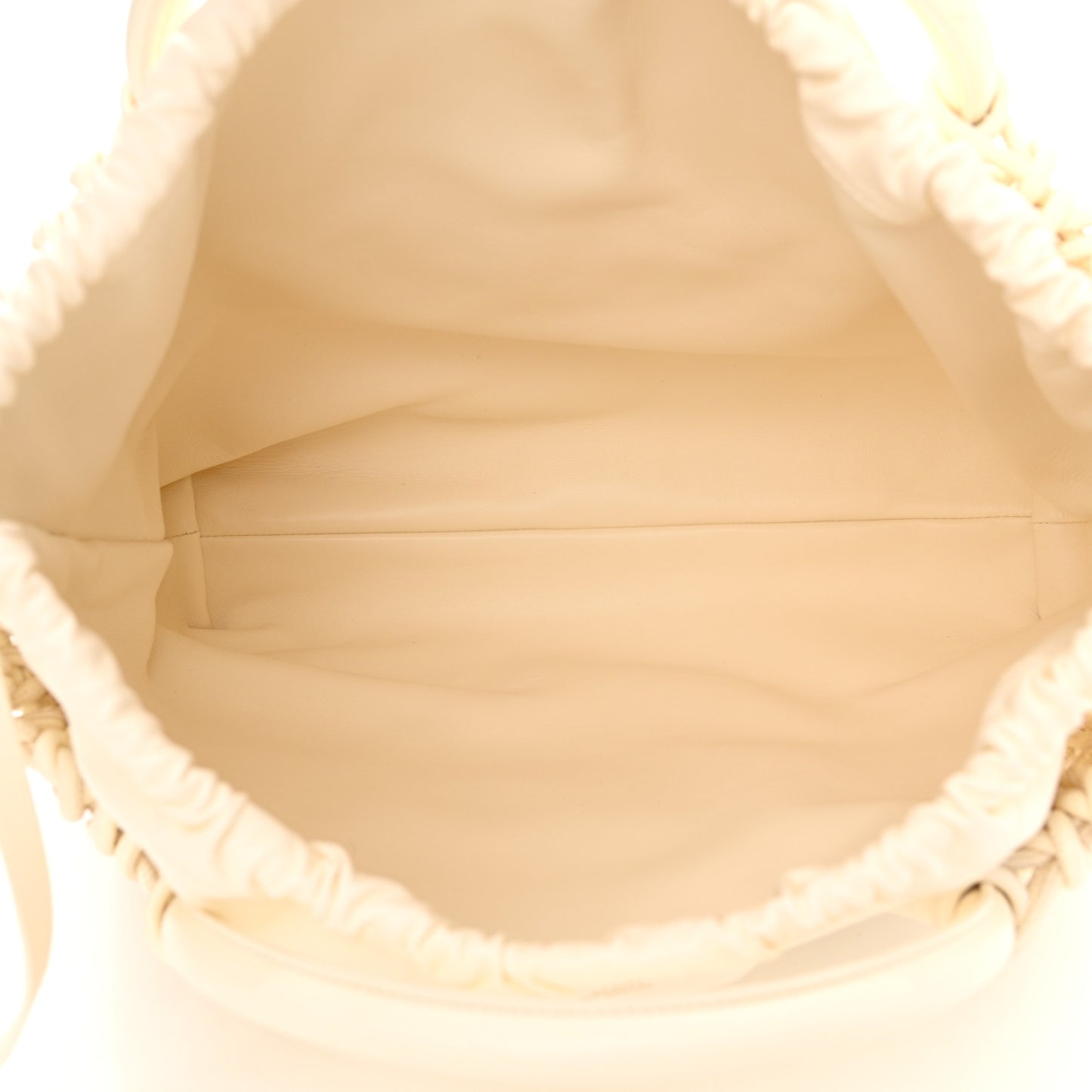Lambskin Vlogo Macrame Tote Ivory