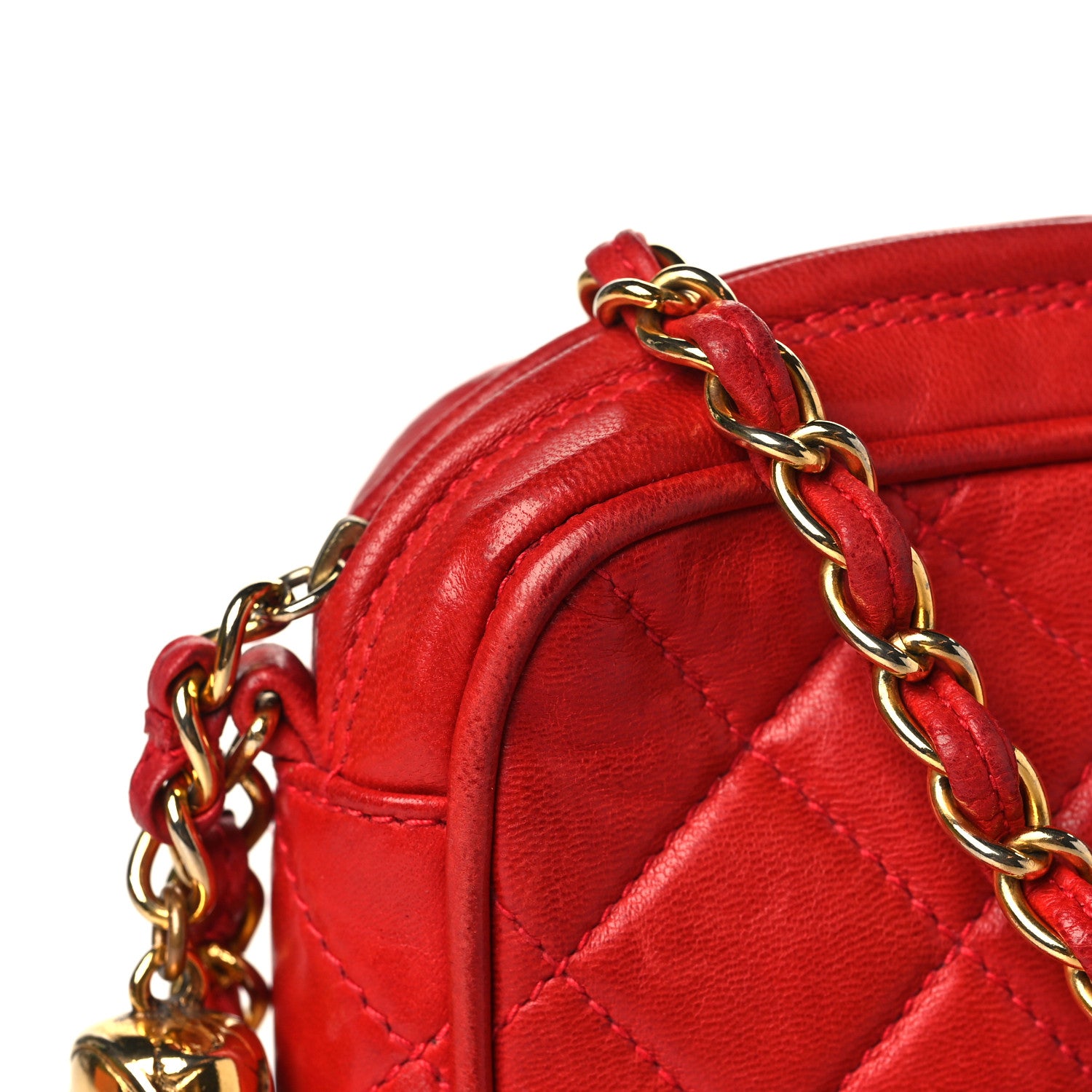 Chanel Lambskin Quilted Flap Tassel Camera Case Red 13 of 13