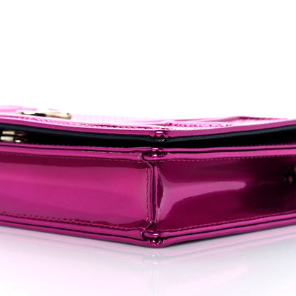 Christian Dior Patent Micro-Cannage Diorama Wallet on Chain Pouch Fuchsia 7 of 9