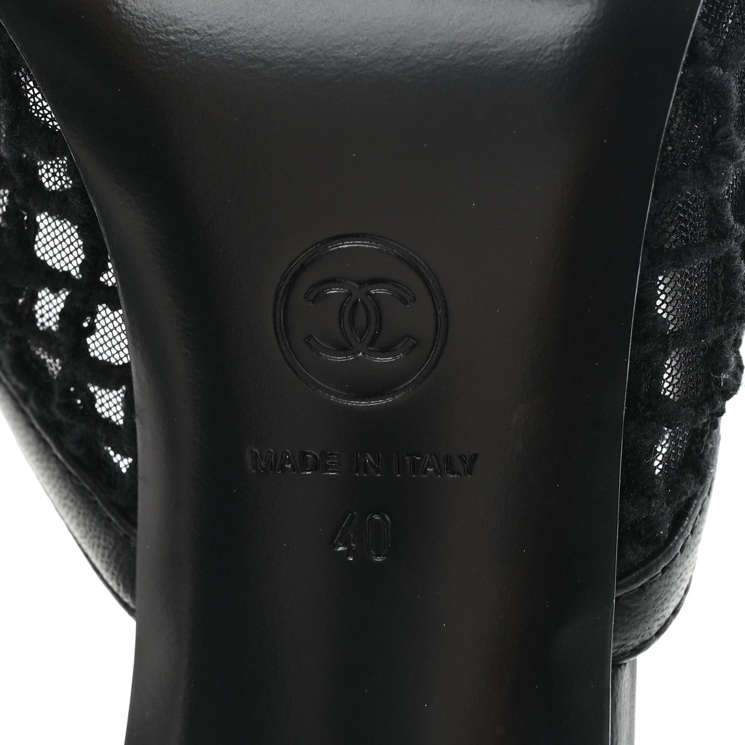 Chanel Mesh Cotton Lambskin CC Coco Beach Mules 40 Black 7 of 9