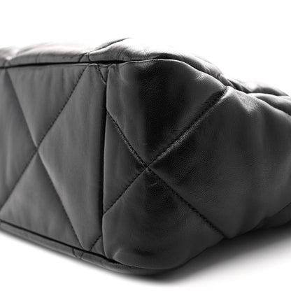 Chanel Lambskin Quilted Chanel 19 East West Shopping Bag Black 10 of 11