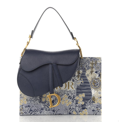Christian Dior Grained Calfskin Saddle Bag Navy 13 of 13