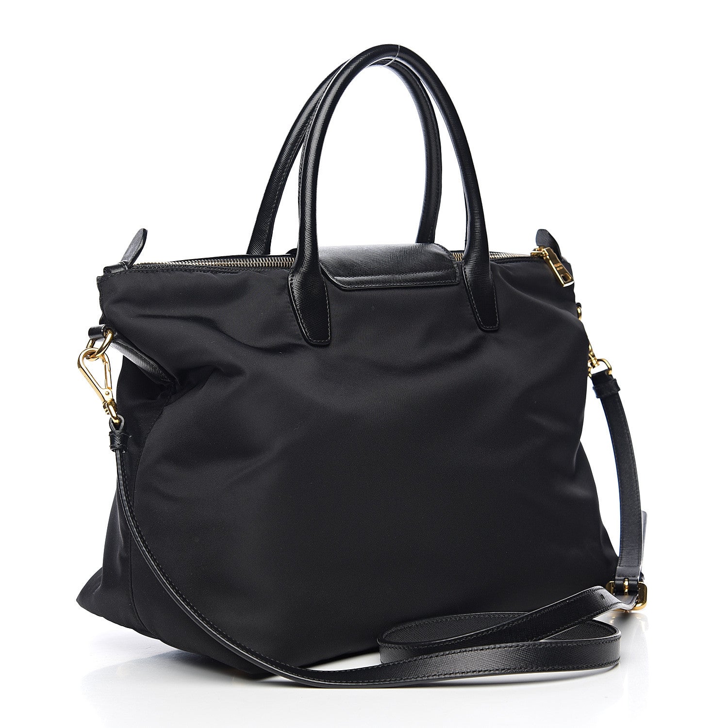 Prada Tessuto Nylon Saffiano Tote Black 2 of 8