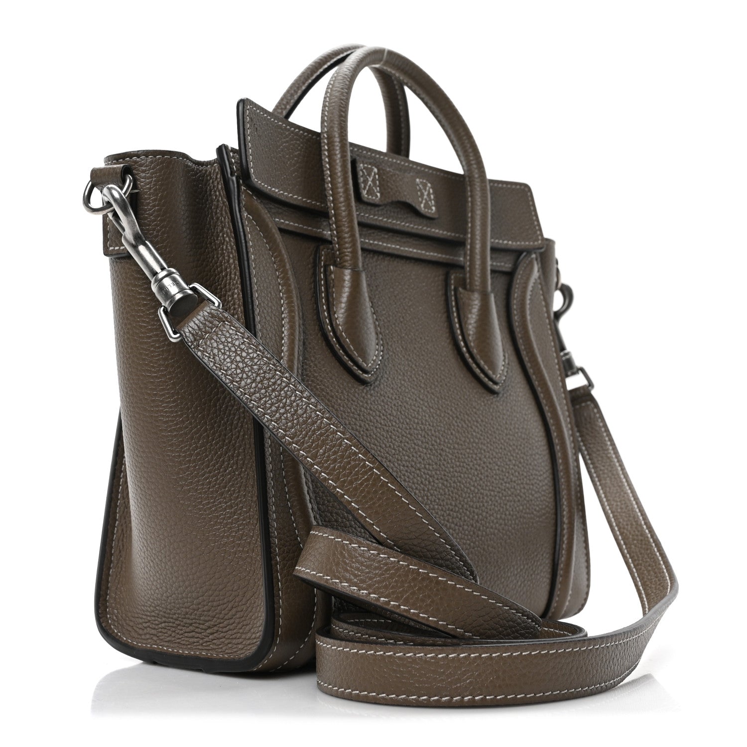 Celine Drummed Calfskin Nano Luggage Souris 3 of 10