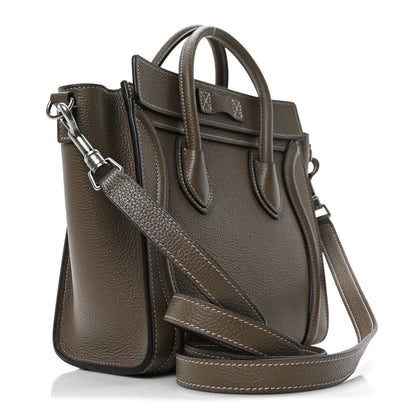 Celine Drummed Calfskin Nano Luggage Souris 3 of 10