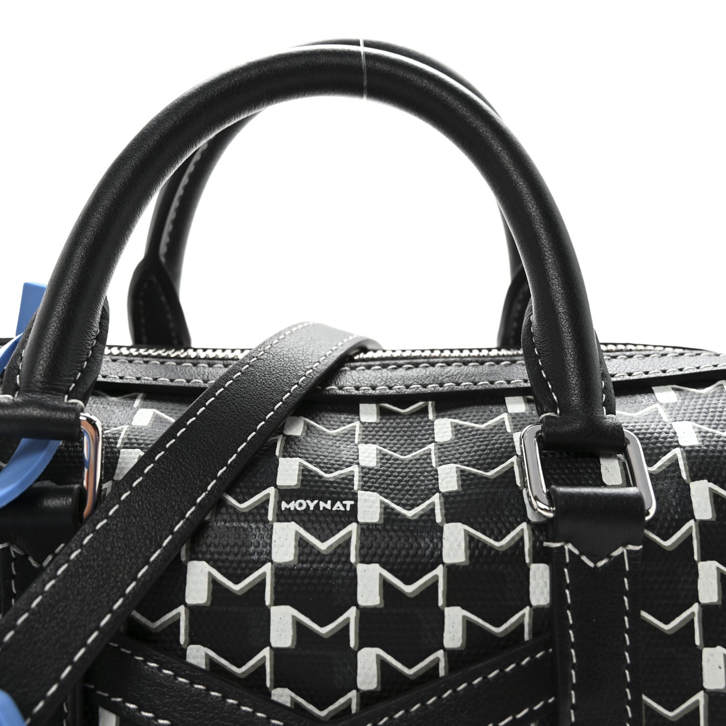 X KASING LUNG Calfskin Canvas M Labubu Boston Bag Black Multicolor